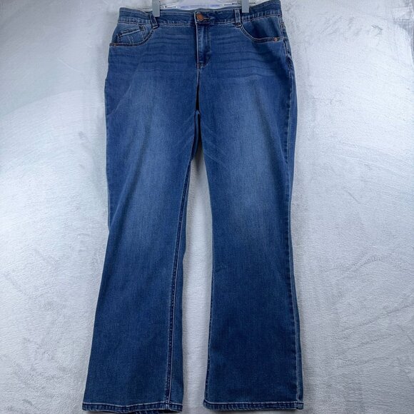 Wit & Wisdom Elastic Waist Jeans Straight Leg Denim Stretch Womens Blue Size 18W - Picture 1 of 12